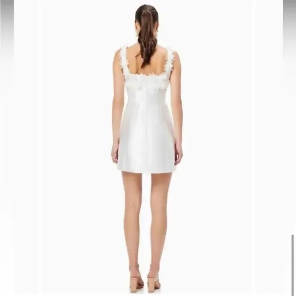 elliatt elder white embellished floral square neck mini bridal dress size small - Picture 5 of 14